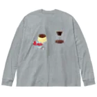 mifの物想いプリンネ🍮☕️ ビッグシルエットロングスリーブTシャツ