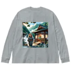 アニマル達の温泉旅館を営むカピパラ ビッグシルエットロングスリーブTシャツ