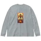 mirinconixのブリキのヴィンテージ風ロボットのイラスト Big Long Sleeve T-Shirt