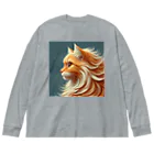 猫の世界の長毛猫ちゃんシリーズ1 ビッグシルエットロングスリーブTシャツ