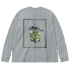 tottoのトリケラトプス骨格と紫陽花 Big Long Sleeve T-Shirt