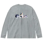 kobonona2の三匹のポケット猫 ビッグシルエットロングスリーブTシャツ