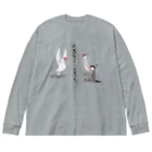 PLUME FACTORY☆  by”SakuraTangpoppo”のはたあげ文鳥 ビッグシルエットロングスリーブTシャツ