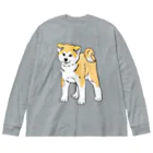 春風工房の秋田犬の展覧会立ち込み練習 ビッグシルエットロングスリーブTシャツ