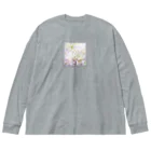 Circlothesのあじさい白② ビッグシルエットロングスリーブTシャツ