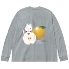 ○●の 白ねこのPera ビッグシルエットロングスリーブTシャツ