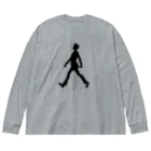 はねすみのシルエット 歩く(黒) Big Long Sleeve T-Shirt