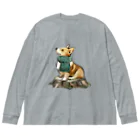 犬グッズの店しえるぶるーのマフラー犬　コーギー Big Long Sleeve T-Shirt