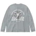 TEXAS CUSTOM GUNSMITHINGのTEXAS CUSTOM GUNSMITHING BULL SKULL_No.4 WHITE ビッグシルエットロングスリーブTシャツ