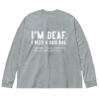 SANKAKU DESIGN STOREのレジ袋ください。 耳が聞こえない人向け/白 Big Long Sleeve T-Shirt