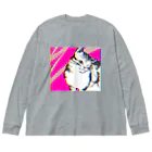 あふぐろ屋の色収差猫 ビッグシルエットロングスリーブTシャツ