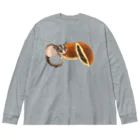Ralriruのモモンガとどら焼き（いきもの×たべものシリーズ） ビッグシルエットロングスリーブTシャツ