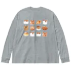 Ａｔｅｌｉｅｒ　Ｈｅｕｒｅｕｘのねこあたまコレクション茶白後頭部とパン ビッグシルエットロングスリーブTシャツ