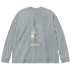 ビールとアート TM-3 Designの名画 × BEER（牛乳を注ぐ女）白線画 루즈핏 롱 슬리브 티셔츠