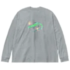 Sumireptiles🐍__爬虫類・生き物グッズのミドリガストロカナヘビ ver.2 ビッグシルエットロングスリーブTシャツ