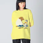 Quatre Illustrationの犬のお医者さん ビッグシルエットロングスリーブTシャツ