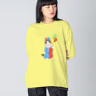 Ａｔｅｌｉｅｒ　Ｈｅｕｒｅｕｘのサーカスにゃんこ　風船ピエロ ビッグシルエットロングスリーブTシャツ