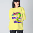 LalaHangeulのORIENTAL DRAGON（龍）英字バージョン ビッグシルエットロングスリーブTシャツ