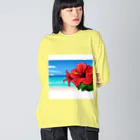 kaiminsapoのハイビスカス　リゾート　🌺　🏝️ ビッグシルエットロングスリーブTシャツ