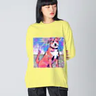 水草のPOPなDOG ビッグシルエットロングスリーブTシャツ