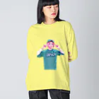 ichiyac designのAIピンクヘアーの女の子 ビッグシルエットロングスリーブTシャツ