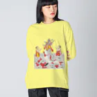 Nursery Rhymes  【アンティークデザインショップ】の魚の口にヴィシュヌ降臨 ビッグシルエットロングスリーブTシャツ