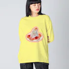 油絵描きの小物売り場の苺のパンケーキ ビッグシルエットロングスリーブTシャツ