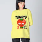 yuccoloの寝不足トマト ビッグシルエットロングスリーブTシャツ