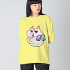 WataMayuroom☆のヤサグレカラフル猫 ビッグシルエットロングスリーブTシャツ