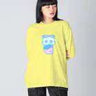 SUSEONG1991の春パンダ あお ビッグシルエットロングスリーブTシャツ