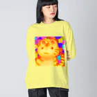 ✨🌈✨ユラクラカン🇯🇵 ✨🌈✨の🌈🐱のんびり屋の猫さん　リラックス ビッグシルエットロングスリーブTシャツ