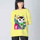 カレーゴハンナー  CURRYGOHANNERのドロステの猫 Big Long Sleeve T-Shirt