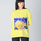 十二夜の書架の向日葵と翡翠・紫陽花の花びら（正方形） Big Long Sleeve T-Shirt