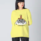 イラスト MONYAAT のシラス丼A　おおきめ ビッグシルエットロングスリーブTシャツ