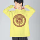 Nursery Rhymes  【アンティークデザインショップ】の番犬と上弦の月（茶） Big Long Sleeve T-Shirt