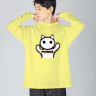 aiueoneko358のパワー猫 ビッグシルエットロングスリーブTシャツ