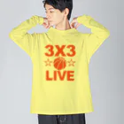 sports_tower スポーツタワーの3x3・オレンジ・スリーエックススリー・3人制バスケ・Tシャツ・アイテム・グッズ・ストリートバスケ・バスケットボール・スピーディーなバスケ・1試合10分間の21点ノックアウト・スポーツ・有望 ビッグシルエットロングスリーブTシャツ