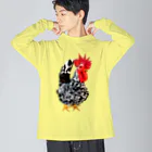 うずぴよの碁石チャボくん ビッグシルエットロングスリーブTシャツ