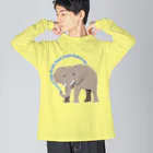 LalaHangeulのアフリカゾウさん　ハングルバージョン ビッグシルエットロングスリーブTシャツ