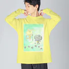 tonarichanのいぬくんとねこくん ビッグシルエットロングスリーブTシャツ