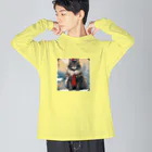 ruiruirの猫　冬　クリスマス ビッグシルエットロングスリーブTシャツ