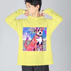 水草のPOPなDOG ビッグシルエットロングスリーブTシャツ