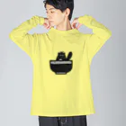 Yellow_Sparrowのたぬきそば一杯目 ビッグシルエットロングスリーブTシャツ