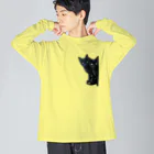 ちばっちょ【ち畳工房&猫ねこパラダイス】の黒猫は見た ビッグシルエットロングスリーブTシャツ