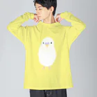 sucre usagi (スークレウサギ）の白いインコさん ビッグシルエットロングスリーブTシャツ