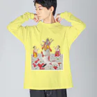 Nursery Rhymes  【アンティークデザインショップ】の魚の口にヴィシュヌ降臨 ビッグシルエットロングスリーブTシャツ