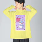 obosa_DENS/SABEAR_shop ＠SUZURIのおすわりマオちゃん_ウエア Big Long Sleeve T-Shirt