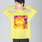 ✨🌈✨ユラクラカン🇯🇵 ✨🌈✨の🌈🐱のんびり屋の猫さん　リラックス ビッグシルエットロングスリーブTシャツ