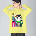 カレーゴハンナー  CURRYGOHANNERのドロステの猫 Big Long Sleeve T-Shirt