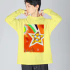 🐶シュナといろいろ🎨の流れ星　(オレンジ) ビッグシルエットロングスリーブTシャツ